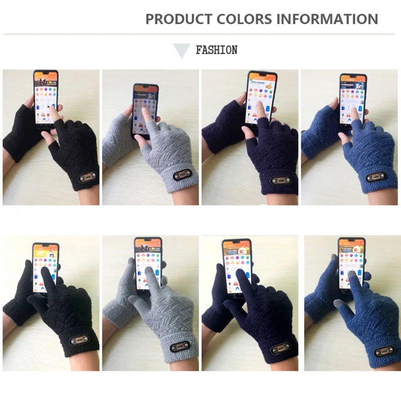 best mens gloves Fashion Men Full Finger Touch Screen Gloves Winter warm Acrylic Wool Plus Plush Thick Jacquard Knit Warm Half Finger Mittens C2 leather ski gloves