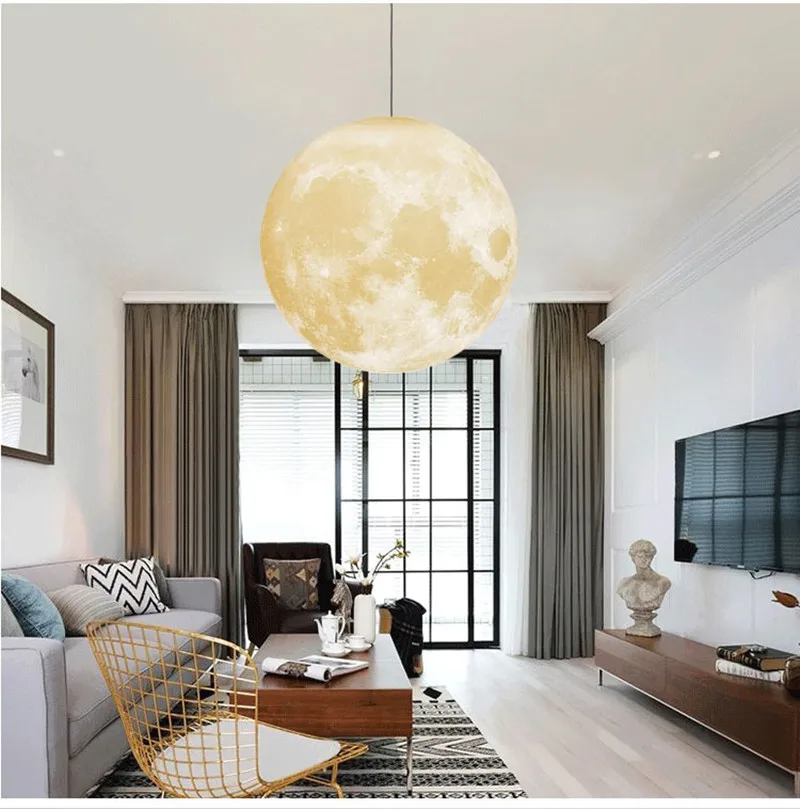 

Modern Pendant Light 3D Print Moon Lights LED Pendant Lamp for Living Room Boy Child Girl Bedroom Bedside Art Hanging Lights