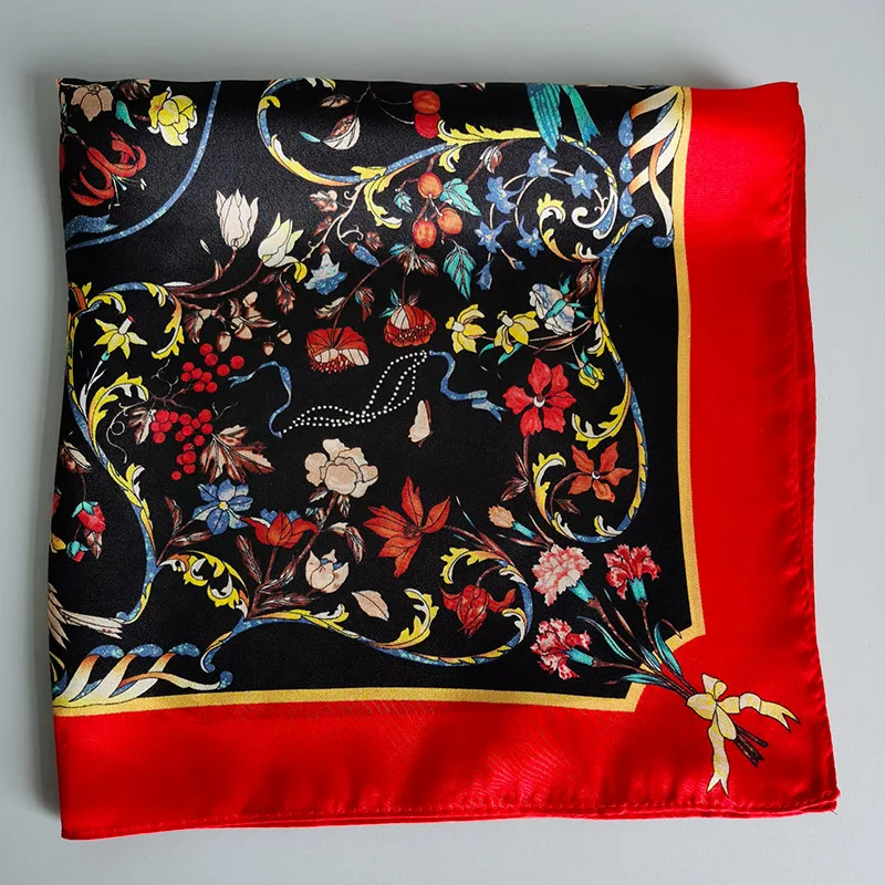 

Women's 100% Pure Silk 12mm Printed Small Square Scarf Wrap Kerchief 53cm 20.8" WJ02441