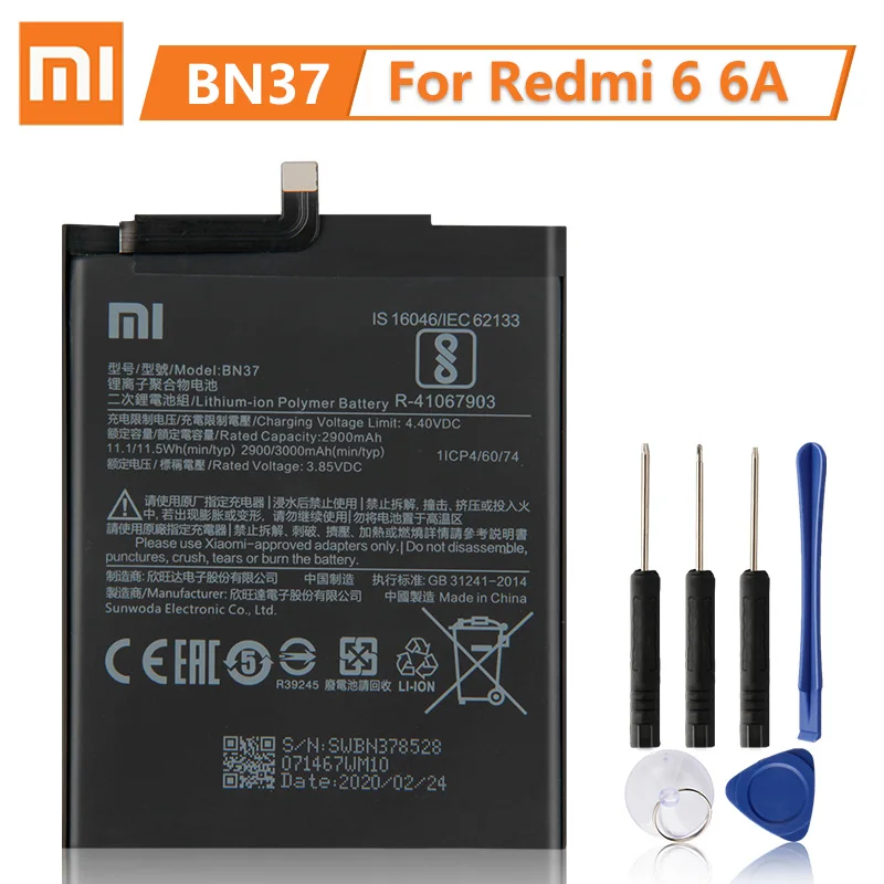 XaioMi оригинальная запасная батарея BN37 для Xiaomi Mi Redmi6 Redmi 6 Redrice 6A 3000 мАч|Аккумуляторы