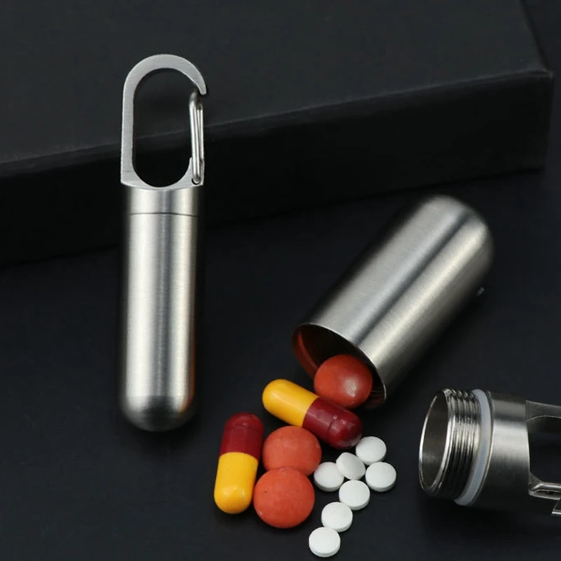 Mini Sealed Storage Pill Box Medicine Tablet Container Organizer Stainless Steel Waterproof Outdoor Traval First-Aid Pill Case