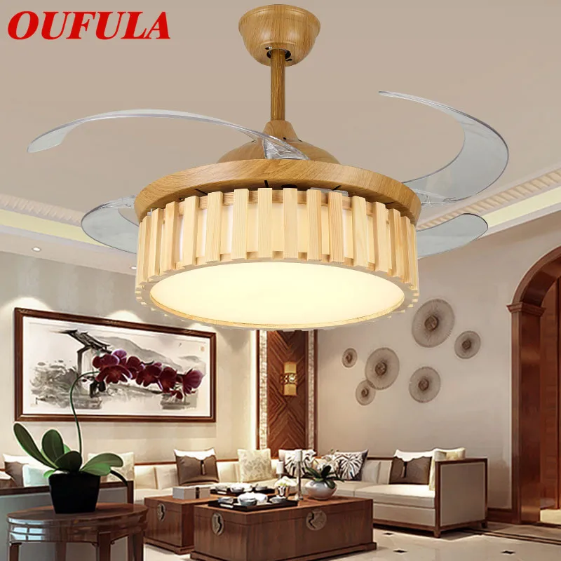 

OUTELA Modern Ceiling Fan Lights Invisible Fan Blade With Remote Control Decorative For Home Living Room Bedroom Restaurant