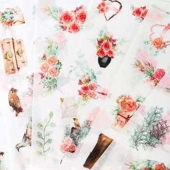 

6 Sheets /Pack Beautiful Year of Flowers Rabbit Paper Stickers DIY Decorative Sealing Paste Stickers