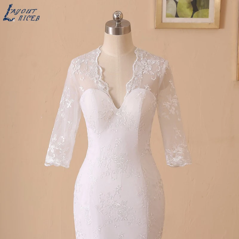 YQS015 Vestido De Noiva сексуальное платье с открытой спиной и v-образным вырезом, свадебное платье русалки, кружевное свадебное платье с длинными рукавами