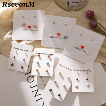 

Women Heart Star Mini Earrings Set Fashion Girl Small Jewelry Square Leaf Pearl 6-pairs Stud Earring Sets Lady Mini Jewelry Gift