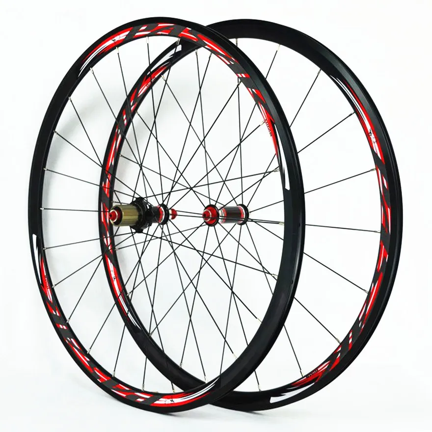 Road Bike 700C Bicycle Carbon Fiber Hub V/C Brake Wheels Straight Pull 30MM Rim Aluminum Alloy Wheelset