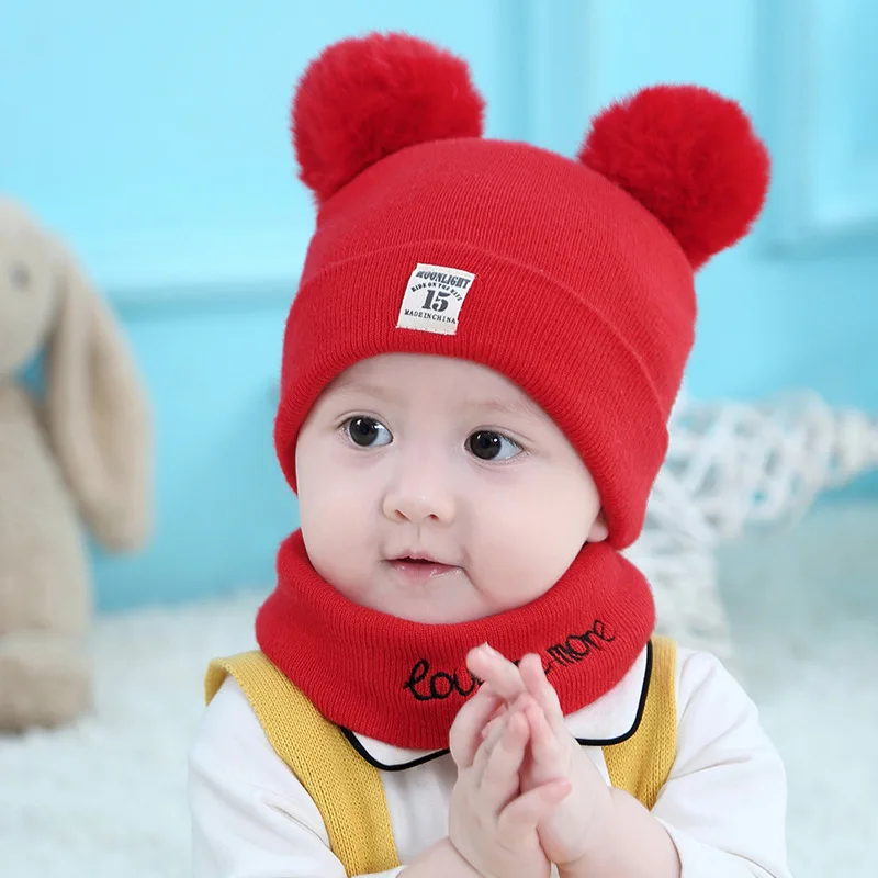 Милая детская шапка; сезон осень-зима; детские шерстяные вязаные шапки; шапка с помпоном для маленьких мальчиков и девочек; шапочки для новорожденных; хлопковый теплый шарф; шапка; подарок на возраст 0-12 месяцев