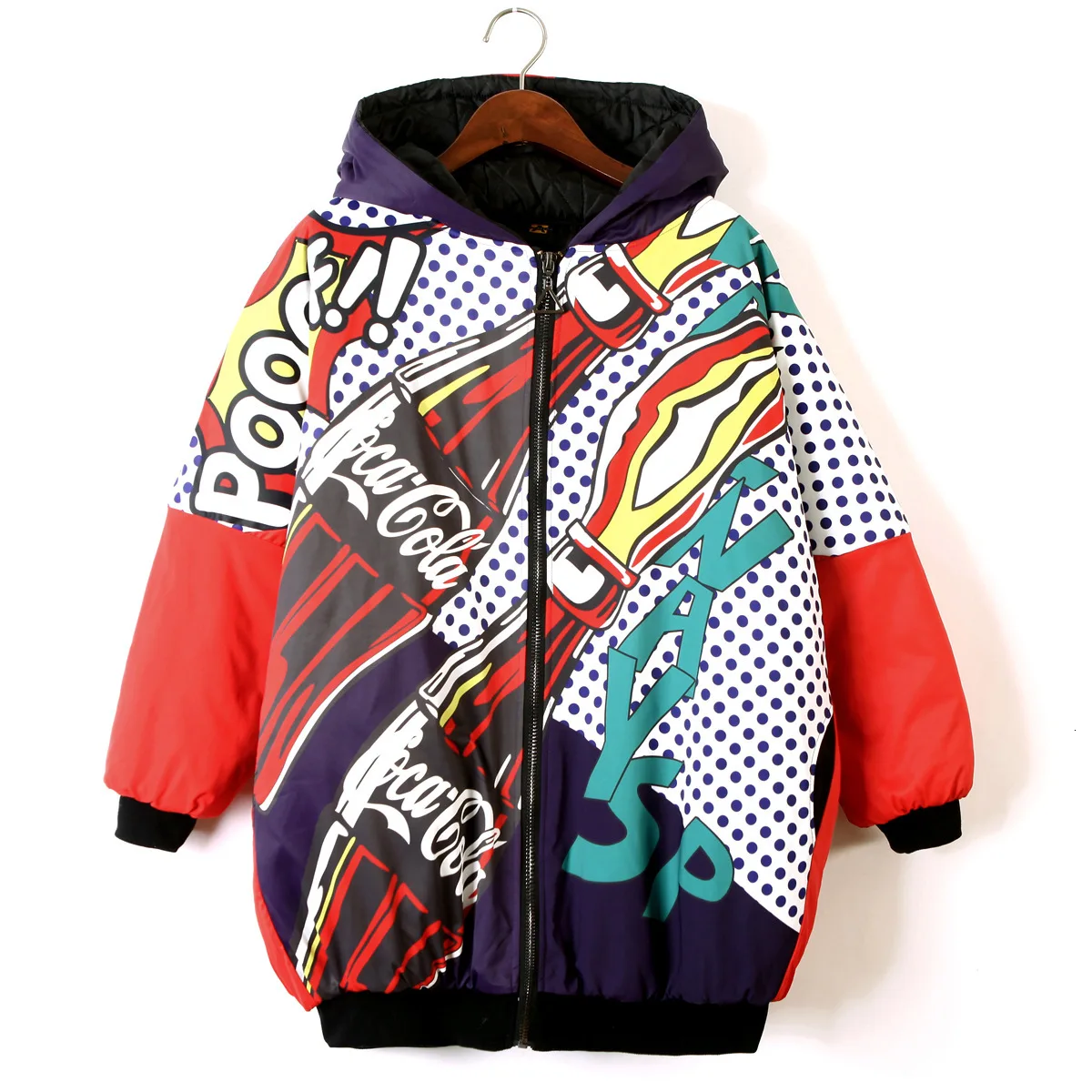 QING MO Plus Size Women Hooded Parkas Women Winter Thick Warm Parkas Female Letter Printed Cotton Padded Coat Loose ZQY2398