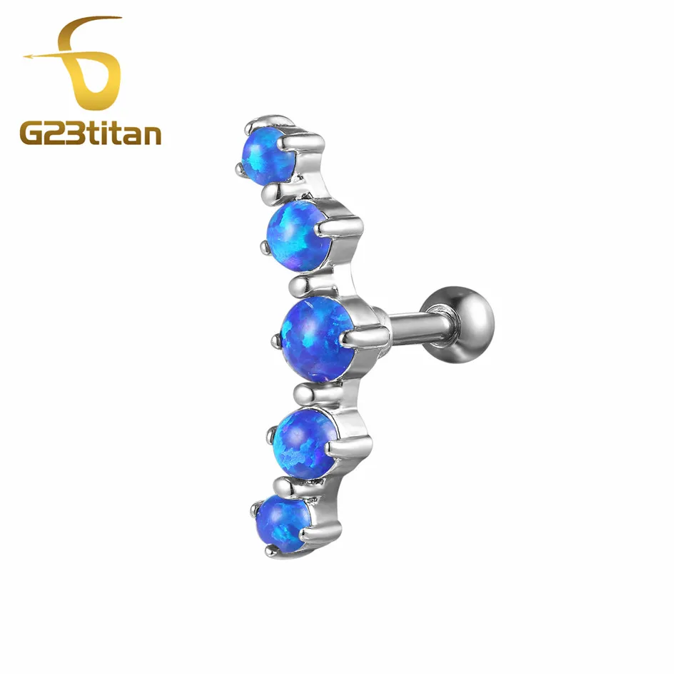 G23tian хирургические титановые хрустальные цветочные серьги-гвоздики для ушей, Хрящевые серьги, пирсинг на спирали, 16 датчиков, серебряные серьги-гвоздики, кольца для губ - Окраска металла: Ear Tragus