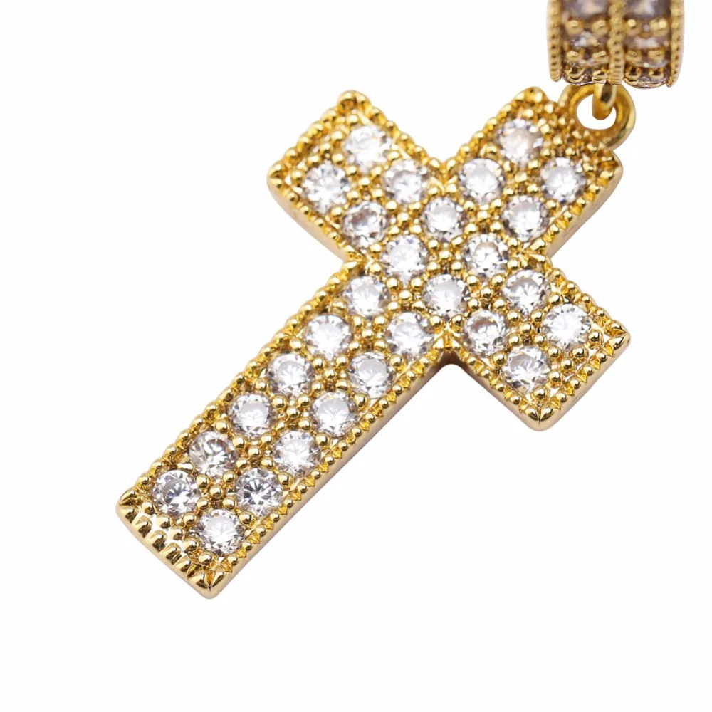GUCY хип хоп Рок мужской женский ювелирный Золотой/Серебряный цвет Iced Out Micro Pave кубический циркон сережки-крестики кулон