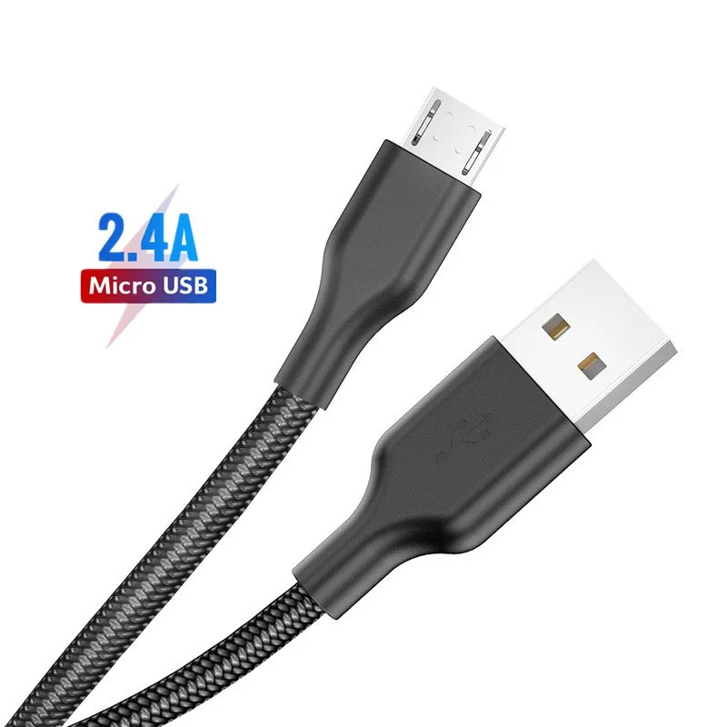 Micro USB кабель 2.4A нейлон Быстрая зарядка для передачи данных Samsung Xiaomi Huawei LG планшет