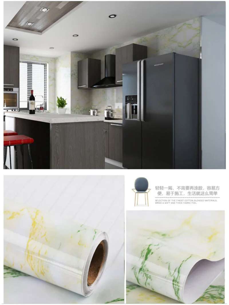 Толстые водонепроницаемые самоклеющиеся обои ПВХ имитация мрамора шаблон наклейки мебель кухня обои для стен 60*100 см
