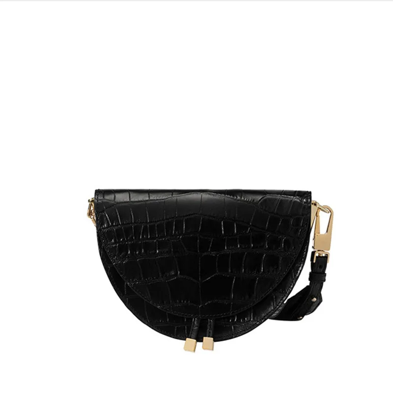 Дизайнерская шикарная Женская полукруглая сумка-Седло дамская модная сумка из искусственной кожи с узором аллигатора через плечо
