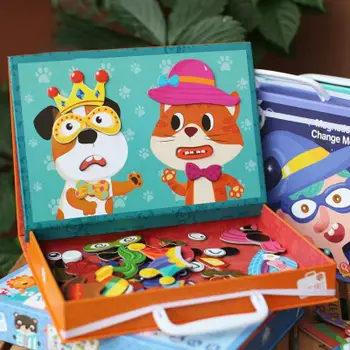 

Wooden Magnetic Puzzle Portable Puzzle Magnet Children's Early Intellectual Development Game Montessori Educational Toys Gifts