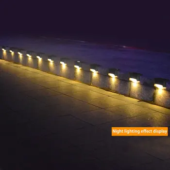 

8 Pcs LED Garden Post Fence Warm Lamp Waterproof Solar Deck Lights Outdoor Backyard Decor Outside Step Lights