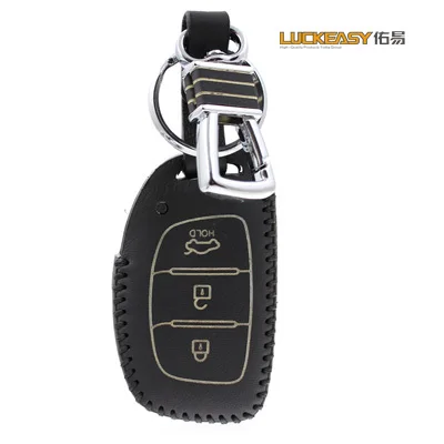 Luckeasy для hyundai solaris 2013 mistra ix35 Автомобильный ключ кожаный держатель key2a - Название цвета: Черный