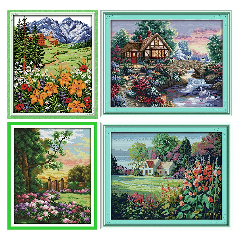 

Joy Sunday Cross Stitch Kits Beautiful Homeland Patterns Stamped Printed 11CT 14CT Counted Print Craft Embroidery Needlework Set