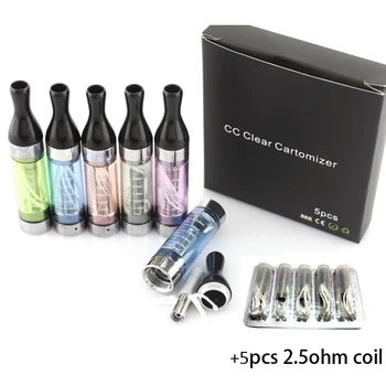 

Electronic Cigarette T2 Clearomizer 2.4ml eGo Thread E-Cig Vapor Atomizers Plus 5pcs Coil