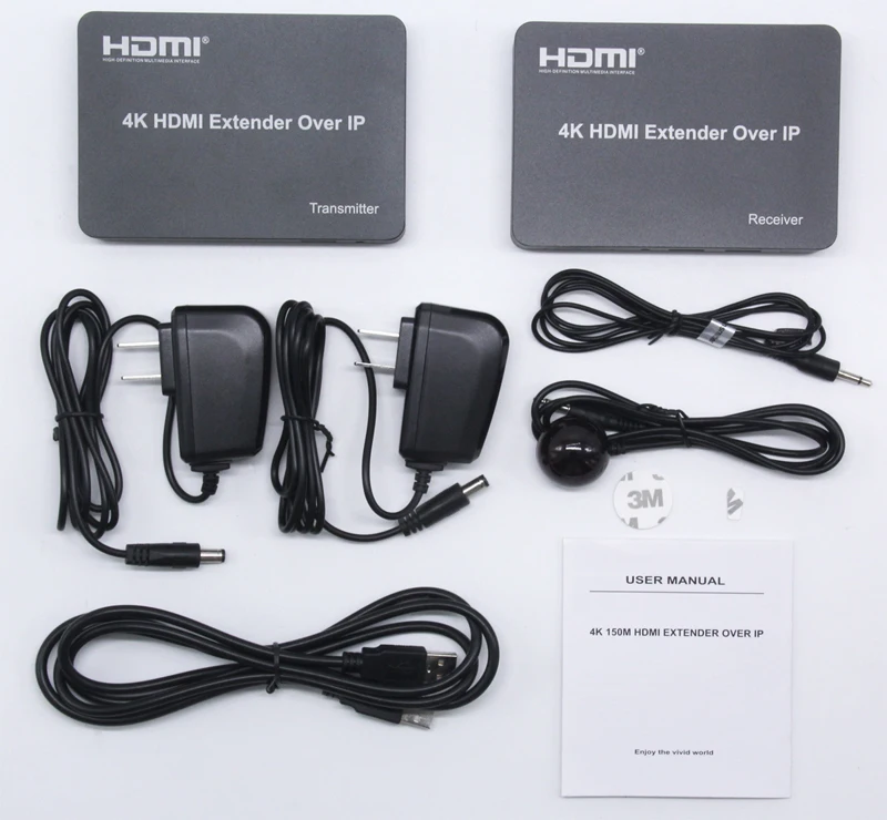 

150M 4K HDMI Extender TX RX Over IP KVM RJ45 Cat5E Cat6 Ethernet Cable Support USB Mouse Keyboard Extension Lossless Compression