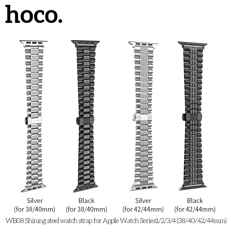 HOCO ремешок для часов для Apple Watch ремешок 38 мм 40 мм 42 мм 44 мм кристалл нержавеющая сталь металлический ремешок для iWatch 1/2/3/4/5
