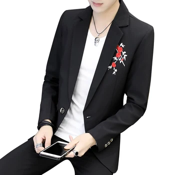 

2019 Youth Slim Blazer Men Fashion 2019 Autumn Men Blazers Slim Printed Wedding Suit Jackets For Men High Quality Male Suit Coat