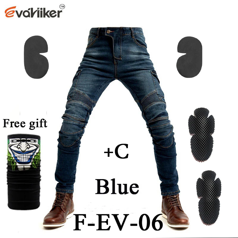 Мото rcycle джинсы jes-06 зеленые/черные/синие/камуфляжные джинсы для отдыха мото rcycle джинсы брюки локомотив для верховой езды - Цвет: F-EV-06 Blue C