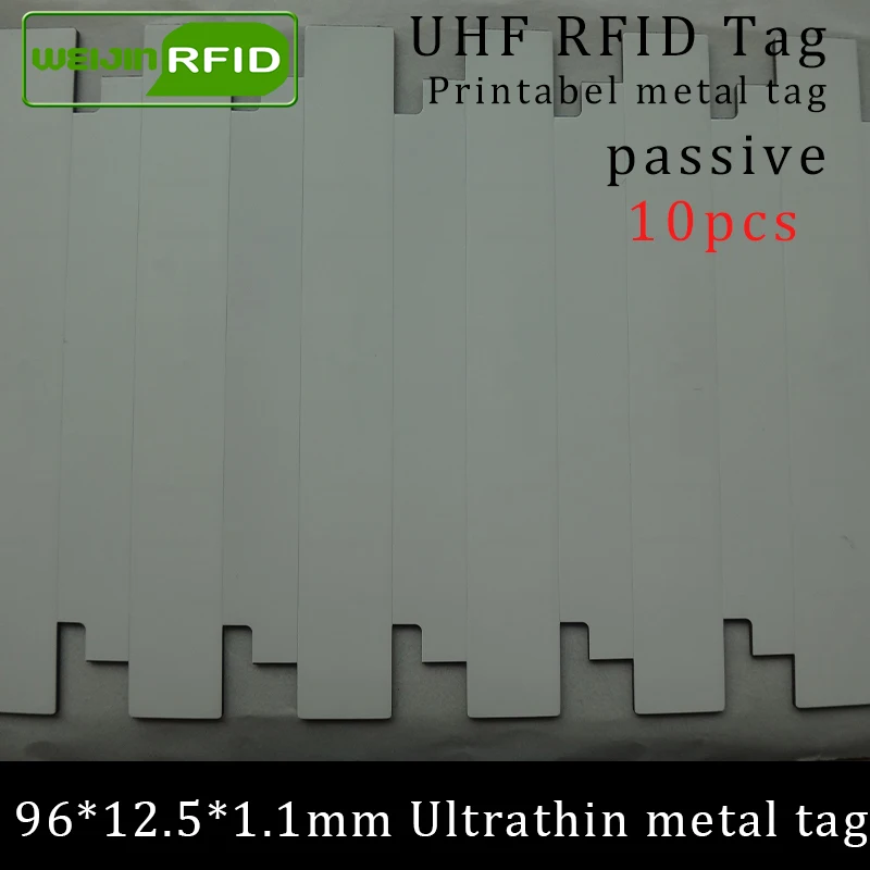 

UHF RFID ultrathin anti metal tag 96*12.5*1.1mm 915m 868mhz Impinj NXP 10pcs free shipping printable synthetic passive RFID tag