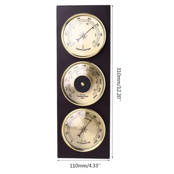 

3Pcs/Set Barometer Thermometer Hygrometer with Wooden Frame Base Weather Station C6UE