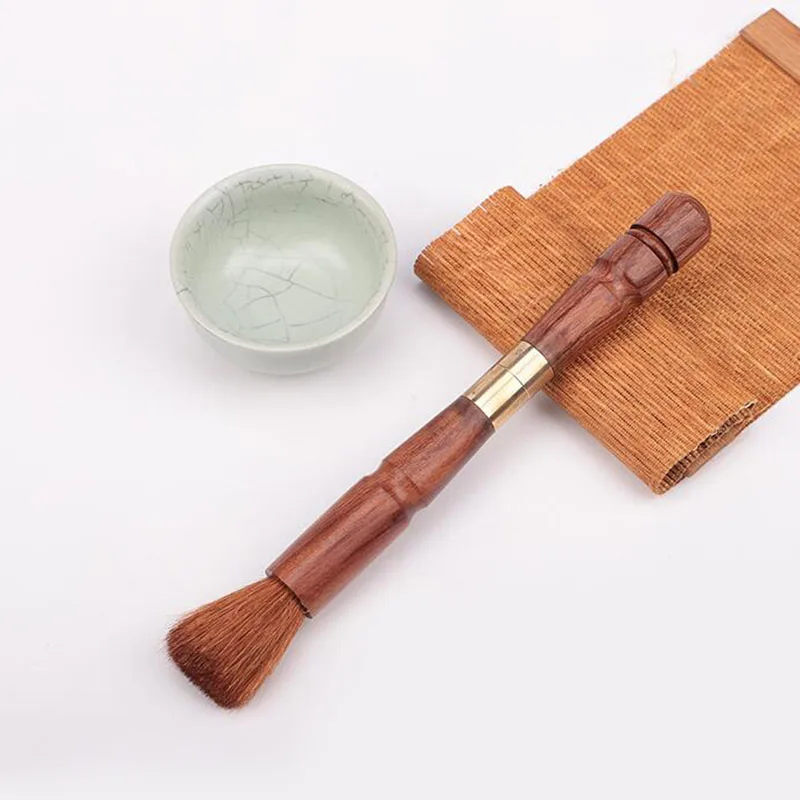 1pc Dual purpose Puer tea Sandalwood Tea Knife Needle Pick With Tea brush Puer Tools Cone Needle