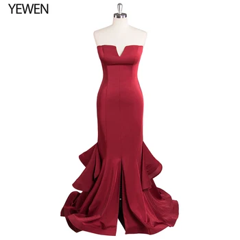 

Satin Mermaid Prom Dresses Long Christmas Holiday Party Sexy V-Neck Elegant Prom Gala Dress Gowns for Wedding Party