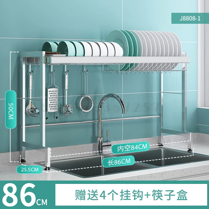 Sink Leach Rack Put Bowl Rack 304 Stainless Steel Storage Rack Kitchen Rack dish rack kitchen organizer drainer - Цвет: Светло-зеленый