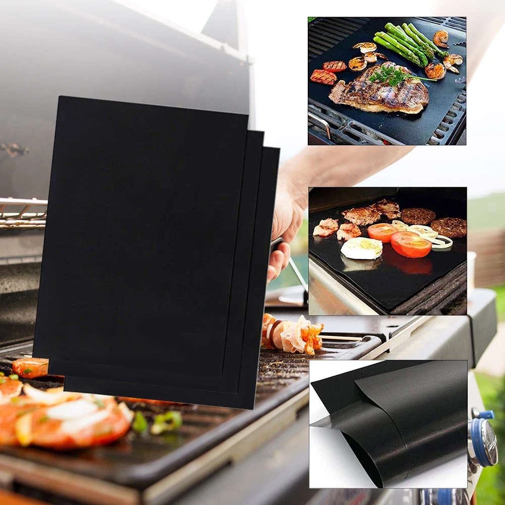 Outdoor Picnic BBQ Grill Mat Reusable Non-stick Heat Resistance Barbecue Baking Sheet Pad Safety Oven Steamer Pizza Baking Mats