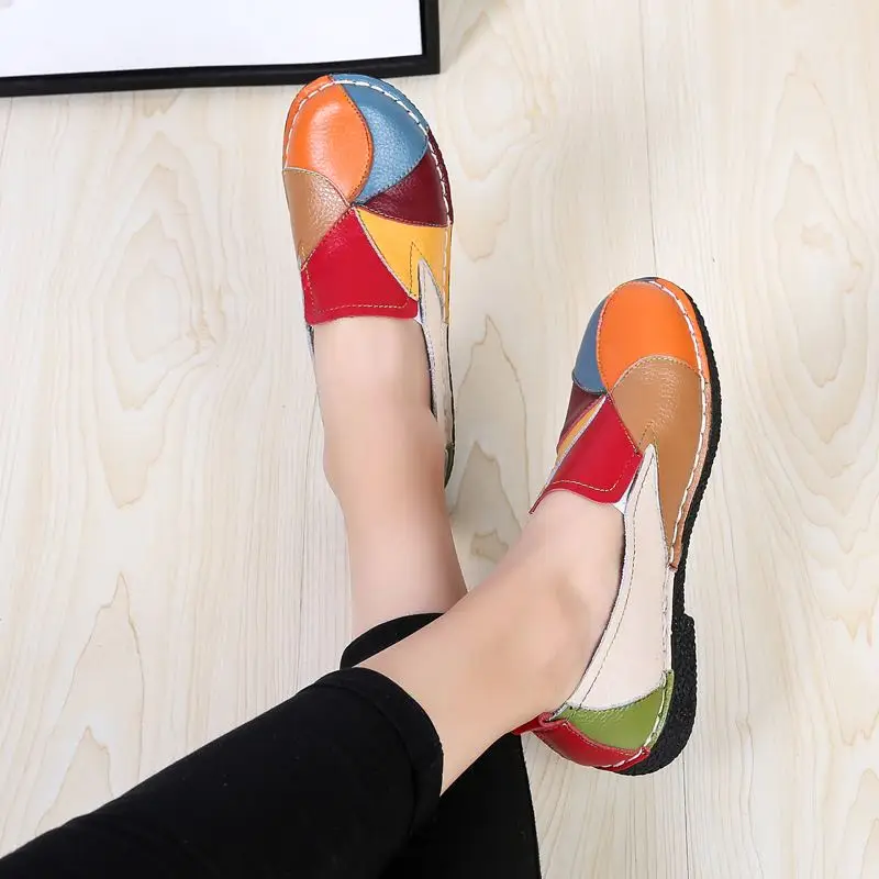 Najtaniej MORAZORA Plus rozmiar 35 44 nowe oryginalne skórzane buty kobieta mieszane kolory casual kobiety mieszkania moda wiosna lato buty damskie płaskie