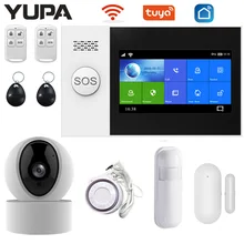TUYA – système d'alarme de sécurité domestique sans fil, wi fi, GSM, 433MHz, avec caméra IP, détecteur de fumée, capteur de porte, application SmartLife