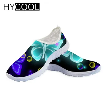 

HYCOOL Men Walking Shoes Cute Butterfly Printing Women's Flats Sport Shoes Outdoor Summer Sneaker for Male Breathable Mesh