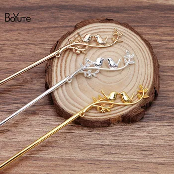 

BoYuTe New Arrive (5 Pieces/Lot) Metal Alloy 14*45MM Bird Branch Hair Stick Diy Jewelry Accessories Retro Hair Jewelry Materials