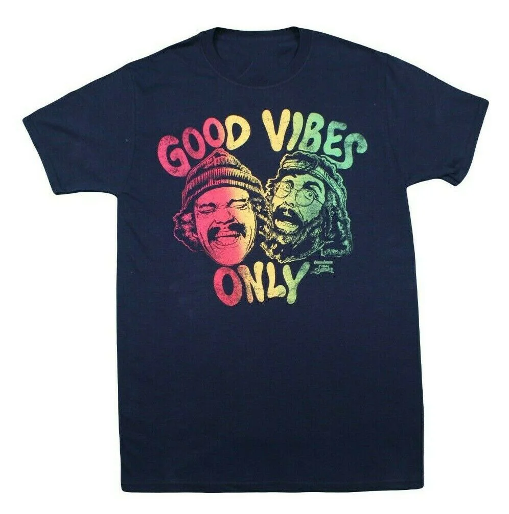 Лето 2019 CHEECH AND CHONG GOOD VIBES ONLY футболка темно-синяя RASTA Ретро STONER TEE Мужская Уличная