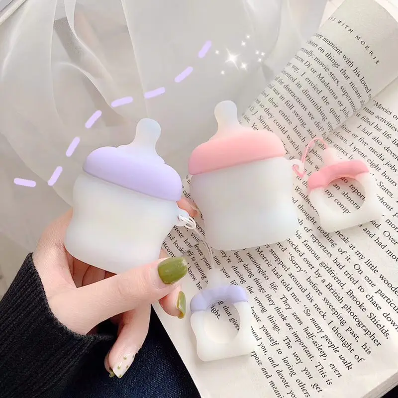 Pink Чехол для Airpods2 силиконовый чехол ТПУ Брелок чехол для Airpod защита от пыли Чехол для iPhone airpods защита милый мультфильм Etui - Цвет: Pink