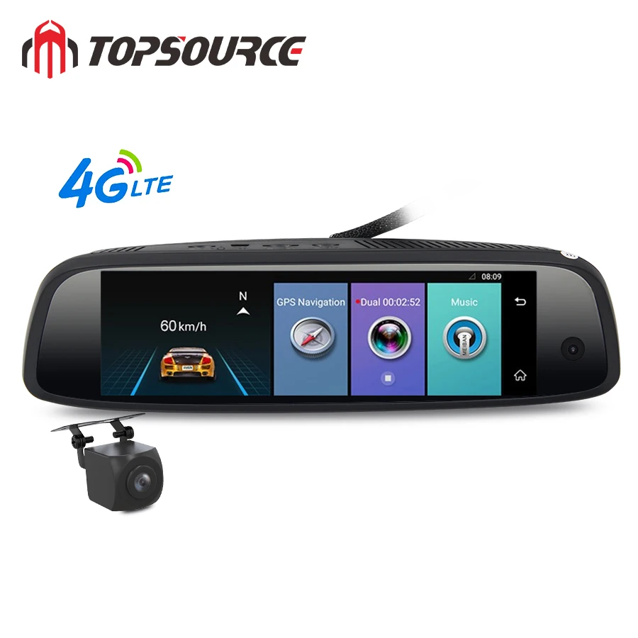 TOPSOURCE 2+32GB 3-CH Car DVR ADAS 4G Android Rearview Mirror FHD 1080P Special Bracket Auto DashCam Camera For Taxi 2019 New