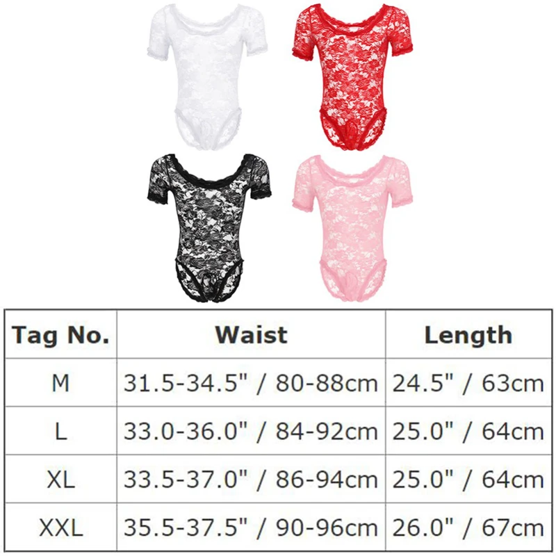 Men Sissy Bodysuit Sexy Hallow Lace High Cut One-piece Bodysuit Nightwear Sleepwear Men Panties Leotard Underwear Net Lingeries