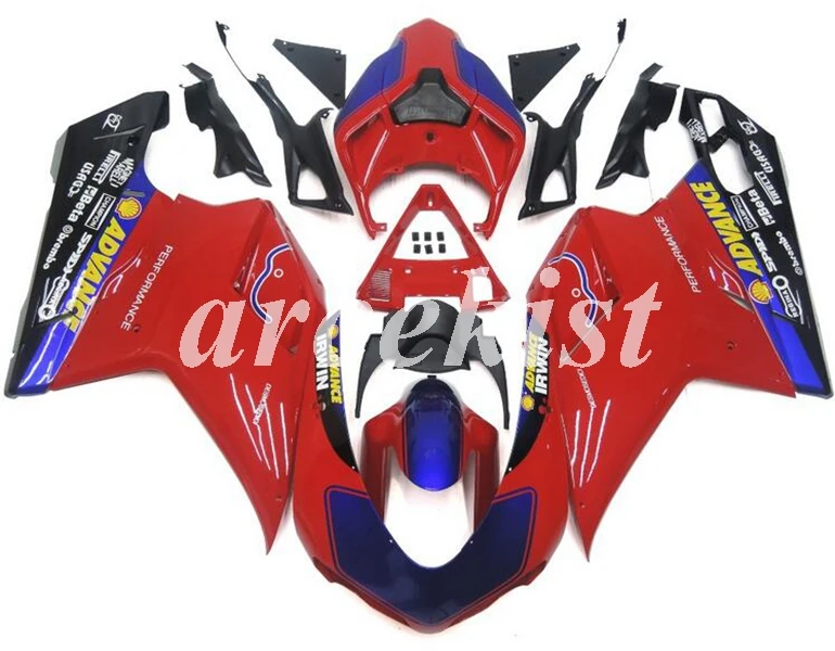 Литьевая Форма ABS Полный обтекатели наборы Подходит для Ducati 1098 848 1198s evo 2007 2008 2009 2010 2011 2012 набор тела красный синий