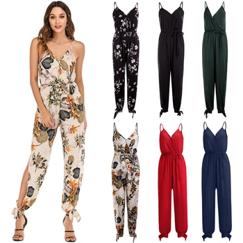 

Fashion Casual Women Ladies Jumpsuit Floral Print Holiday Straps Romper Summer Playsuit Beach Backless Sleeveless Jumpsuit