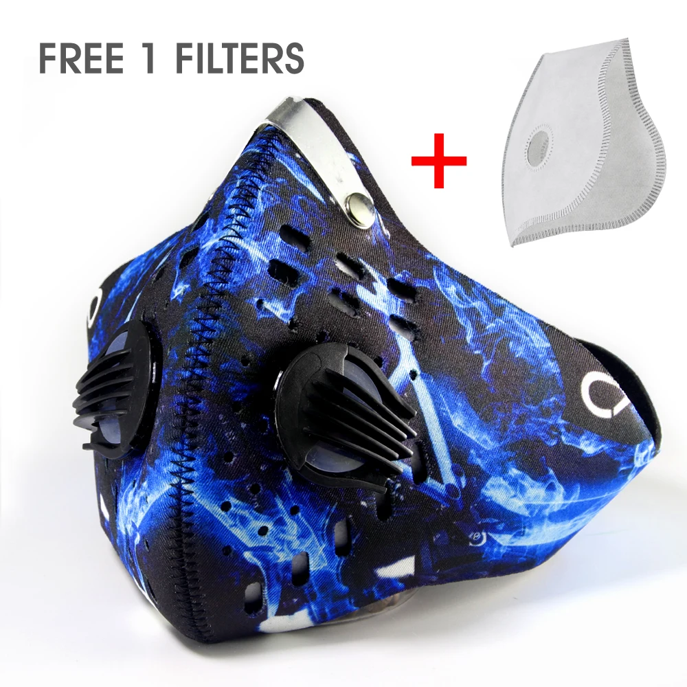 

Cycling Tactical Carbon Outdoor Mask Dustproof Anti Pollution Exhaust Gas PM2.5 with 2 Filters for Running Sports unisex