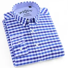 Мужские повседневные рубашки на пуговицах высокого качества в Оксфордском стиле; Модная рубашка в клетку с длинными рукавами; новая рубашка в клетку