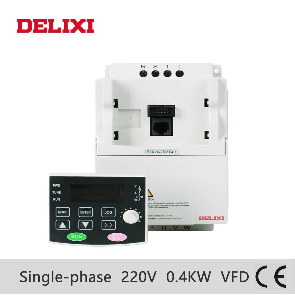 

DELIXI 0.4KW AC 220v single phase frequency converter for motor speed control 50HZ 60HZ frequency inverter VFD