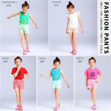Штаны для девочек, Новые Летние Стильные эластичные штаны в Корейском стиле, пляжные шорты для девочек 2-15 лет