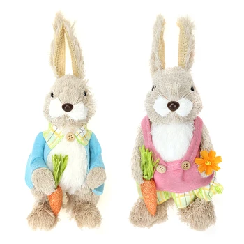 

Realistic Lifelike Animal Easter Day Simulation Rabbit Straw Bunny Ornament
