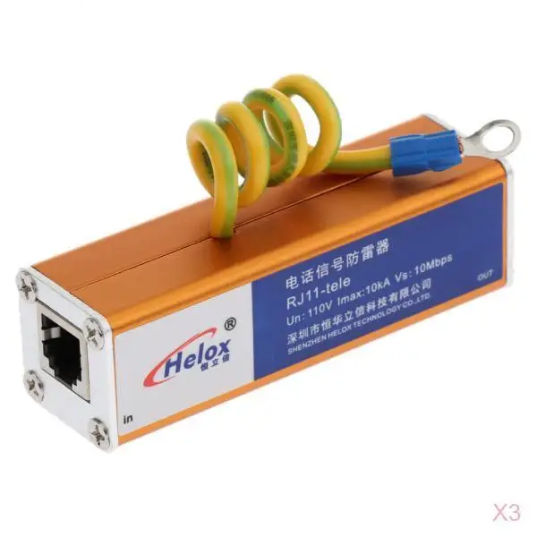 3Pcs Telephone RJ11 Surge Protector Thunder   Arrester Protection