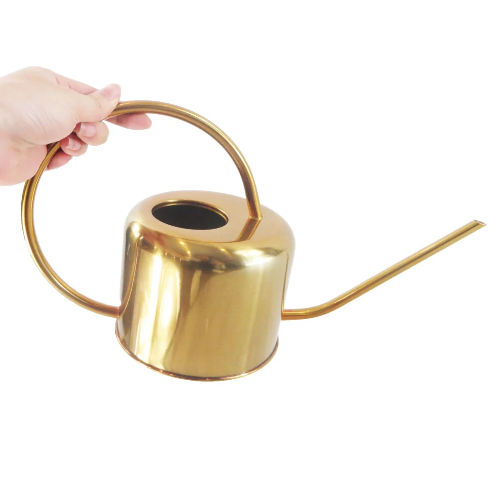 Retro Style Gorgeous Long Spout/Iron Watering Can Gardening Tool 0.9 L / 32oz (Golden Brass)