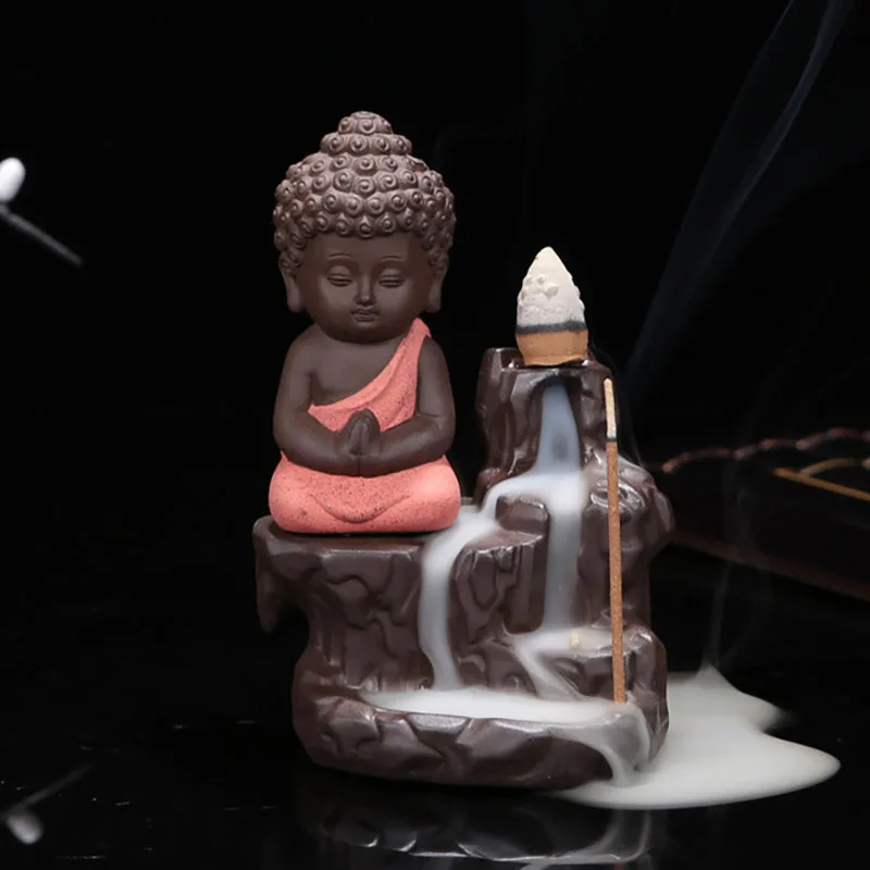 

Burner Creative Home Decoration Purple Sand Small Monk Small Buddha Incense Burner Reflux Incense Burner Used In Home Teahouse